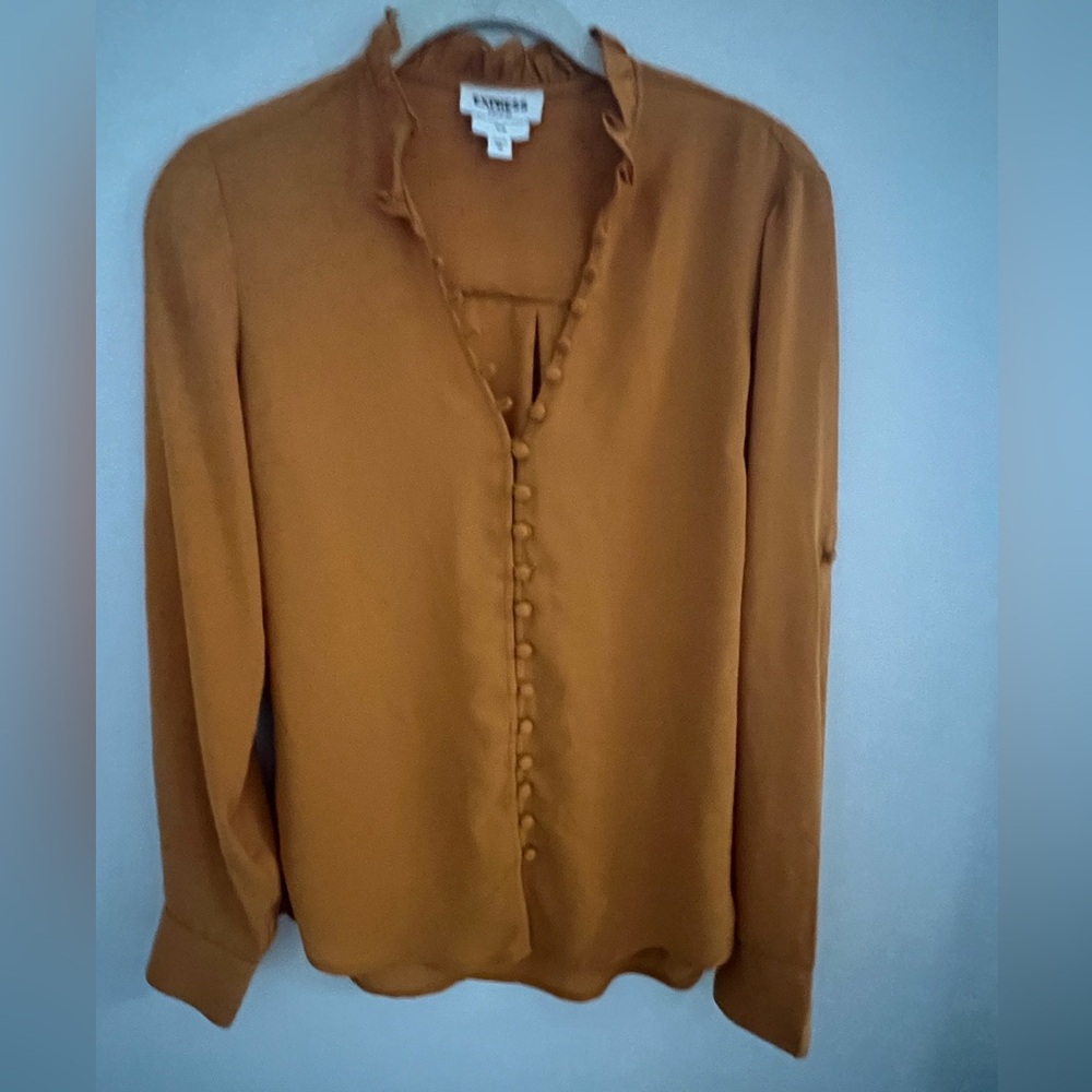 Express Deep Golden Button-Down Blouse